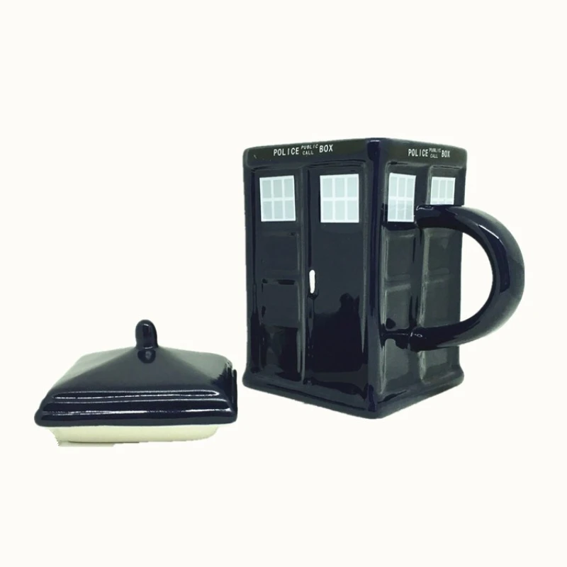 Mugs British Police Box Square Shape Water Cup Tardis Ceramic Cup Coffee Mug Home Decoration Birthday Gift