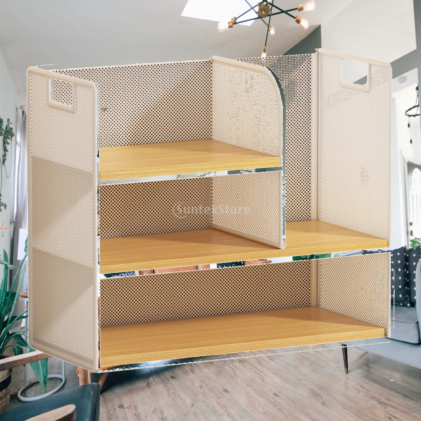 Office Desktop Organizer Document Rack, Wood Maganize File Holder Stationary Storage for Office School Bedroom Notebooks Home