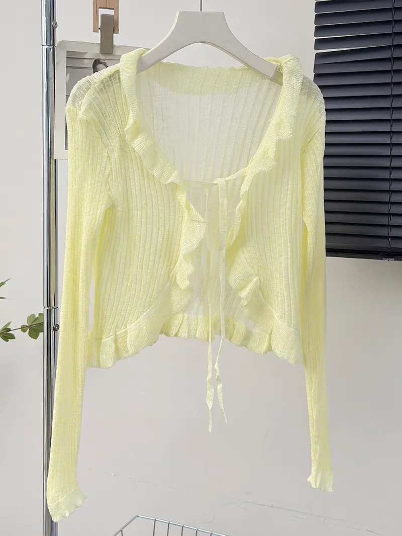 Knit Cardigan Summer Women Short Sweaters Coats Female Knitted Thin Cardigans Outwear for Woman