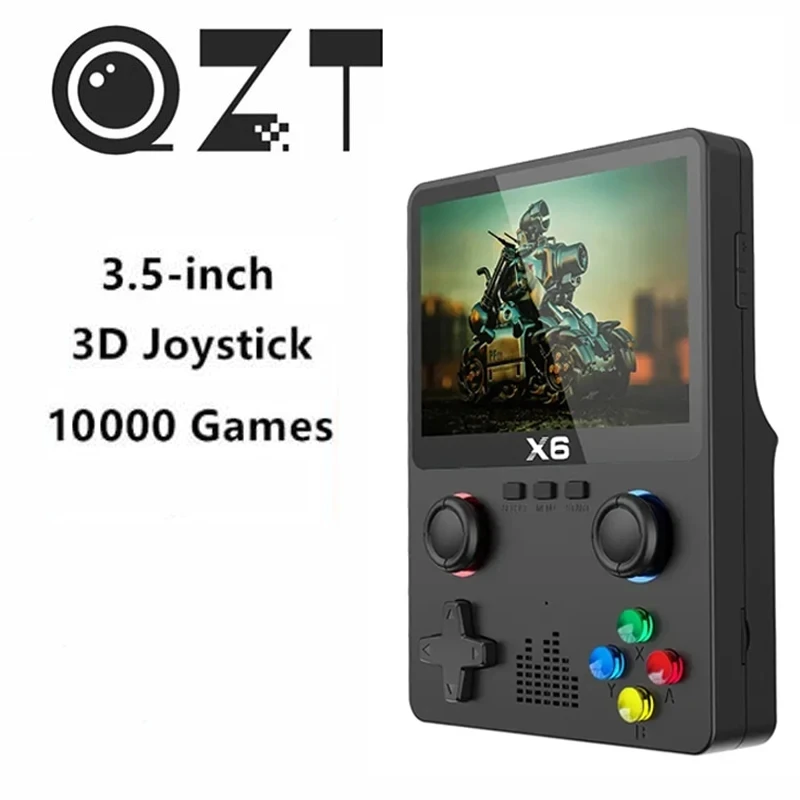 QZT-consola de juegos portátil X6, pantalla IPS de 3,5 pulgadas, Joystick Dual, 11 simuladores, más de 10000 juegos clásicos, regalos para niños