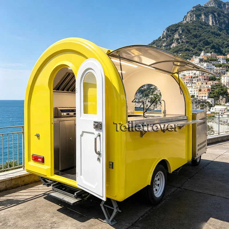 DOT CE Certified Stainless Steel Food Trailer Pizza Burger Coffee Mobile Food Cart American 3 Sink Commercial Food Truck for USA