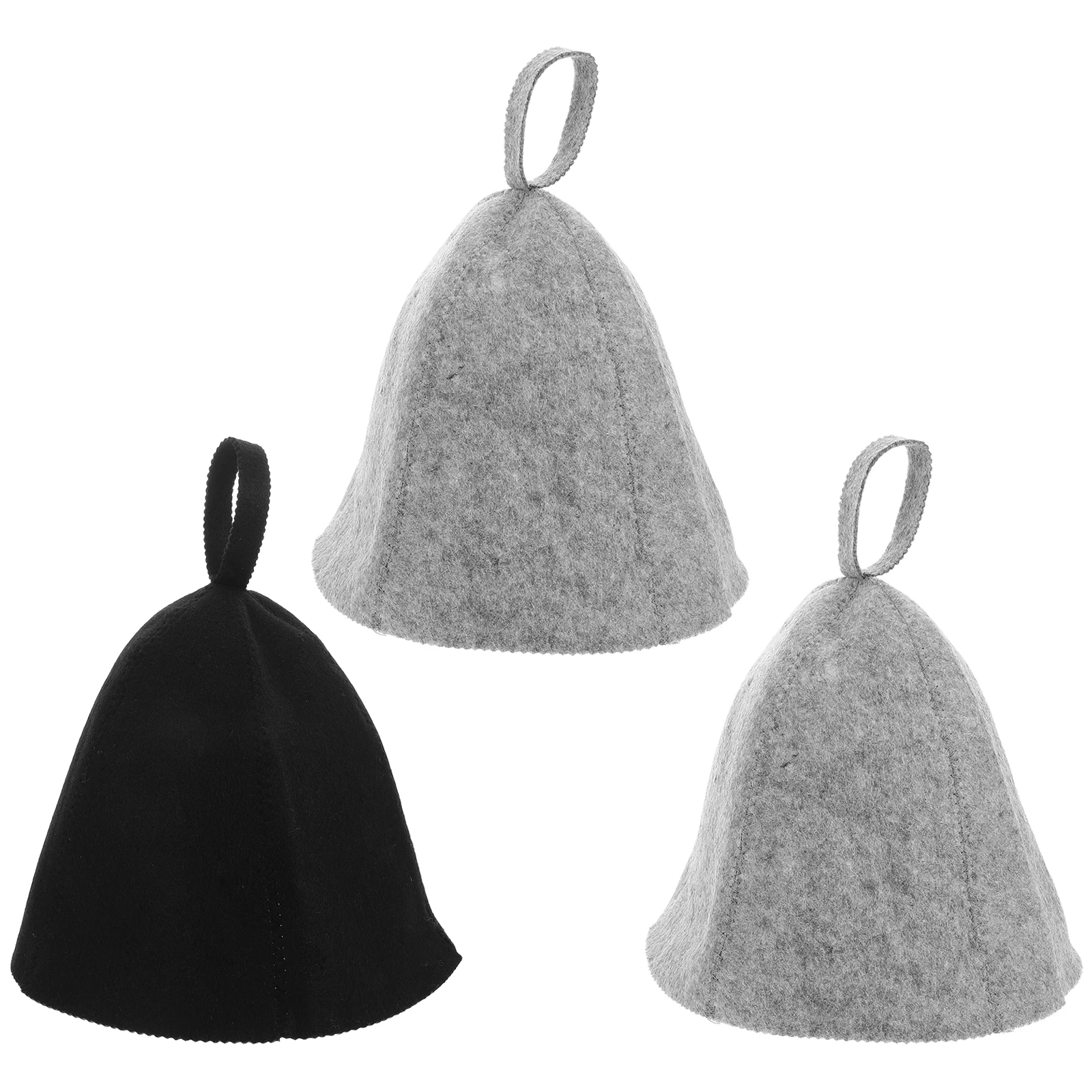 

3pcs Dry Hair Caps Sauna Hats Bath Felt Insulated Grey Cover for Men Women Quick Absorption Spa Accessories Hair Steamer Cap