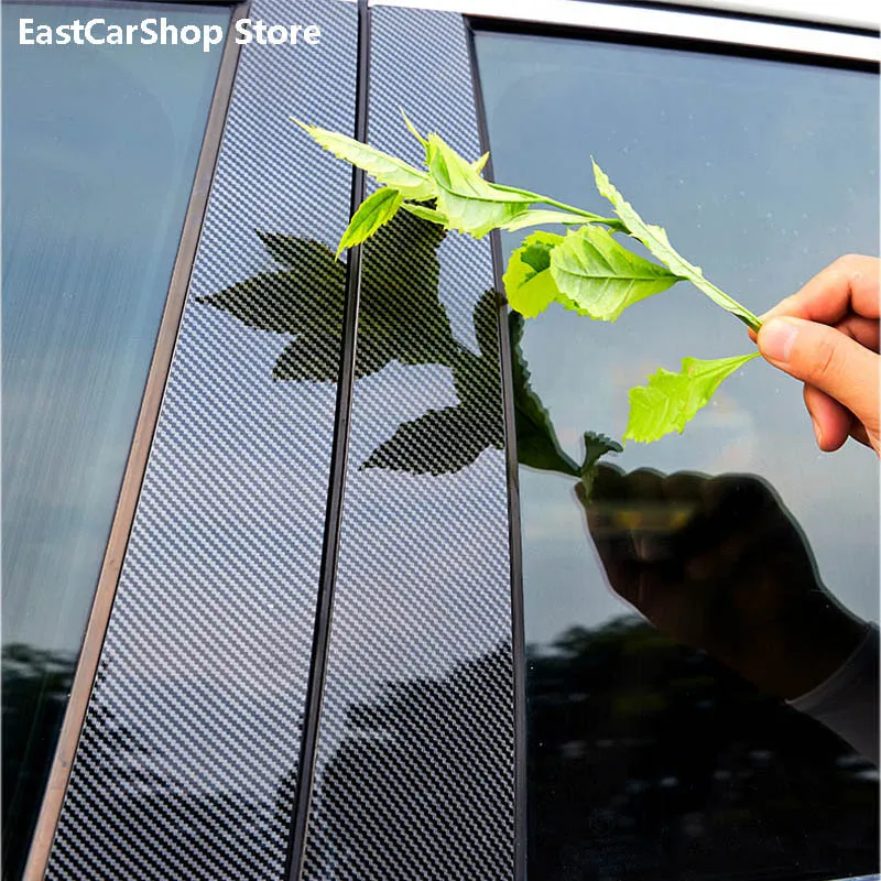 For Mazda 5 Mazda5 2008-2013 Car Window B C Center Pillar Sticker Black Carbon Fiber PC Decorative Central Strip Cover Accessory