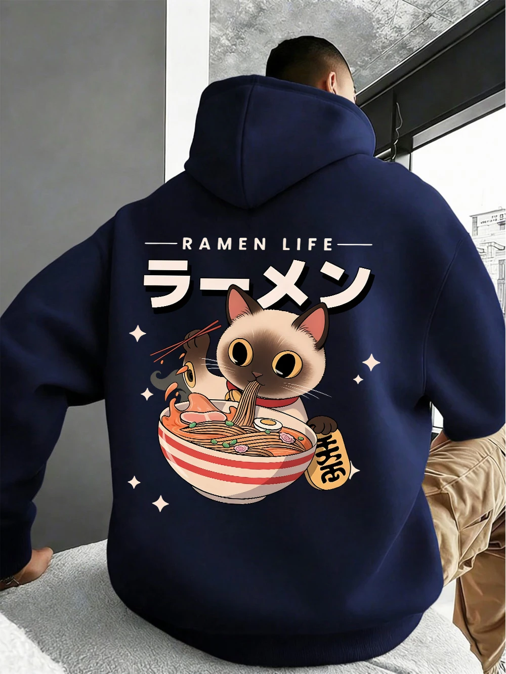 

Мужские толстовки с принтом Kitten'S Daily Lamian Noodles, осенние теплые флисовые толстовки, повседневные свободные топы с карманами, модная мужская одежда