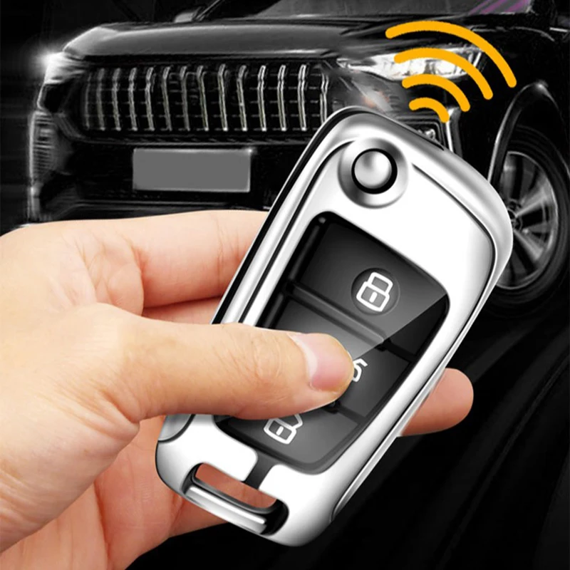 Suitable for Audi A3 8P 8L S3 RS3 Q3 Q7 LOGO remote control protector car accessories fashion zinc alloy car key cover shell