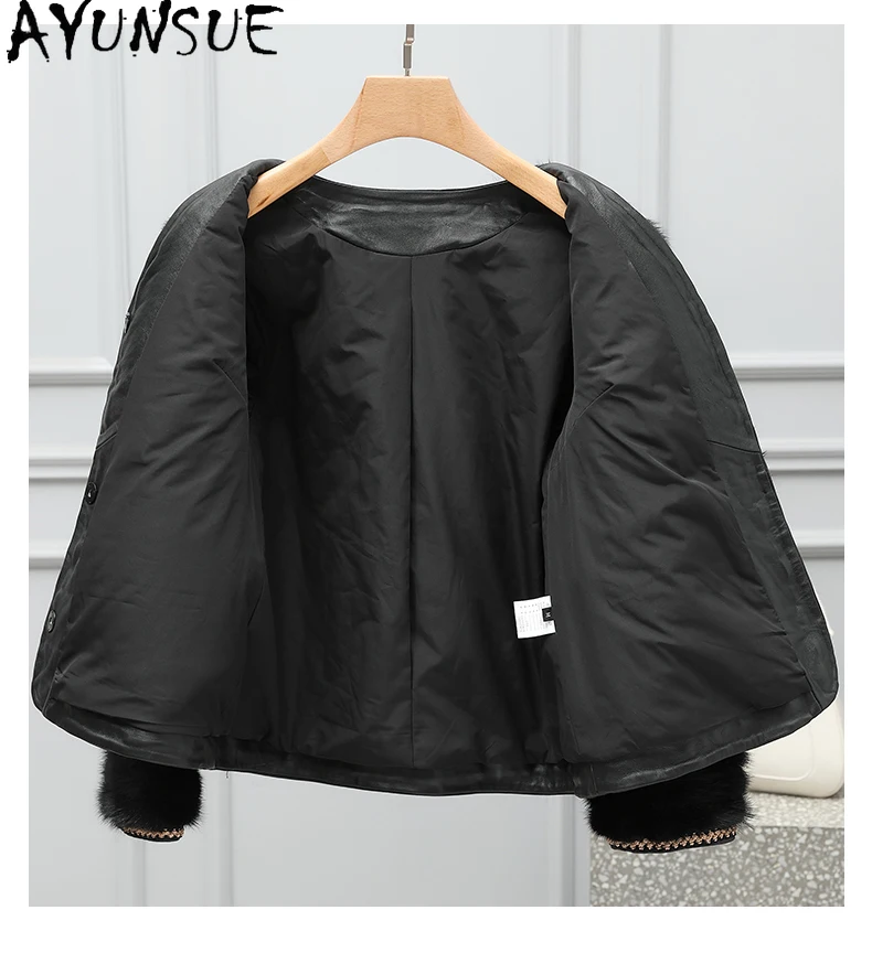 AYUNSUE Reale Cappotto di Pelliccia di Visone Vestiti Delle Donne di Lusso Cappotti di Pelliccia Reale Donna Nuovo in Capispalla Giacca Invernale Шуба Ж Dönusen 2025 Scollo a V