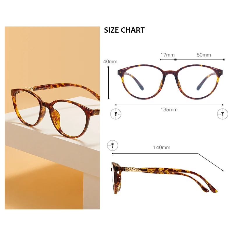 Fashion Plastic Oval Spectacle Frames TR90 Lightweight Women Men Leopard Clear Eyeglasses For Optical Prescription Lenses