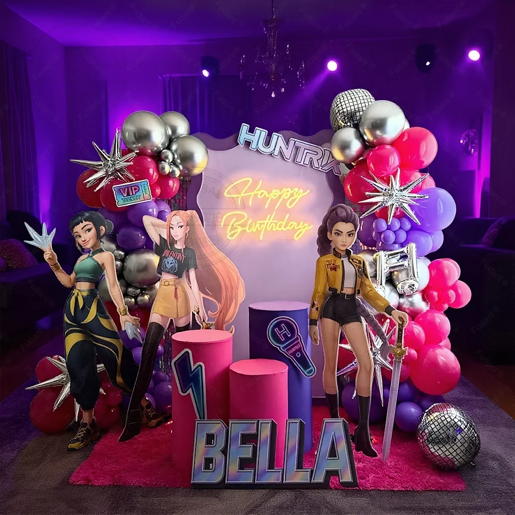 Ensemble d'arc de ballons en argent sur le thème du chasseur de démons Kpop, 103 pièces, décoration de fête d'anniversaire pour enfants, cadeau de réception-cadeau pour bébé, décor d'anniversaire