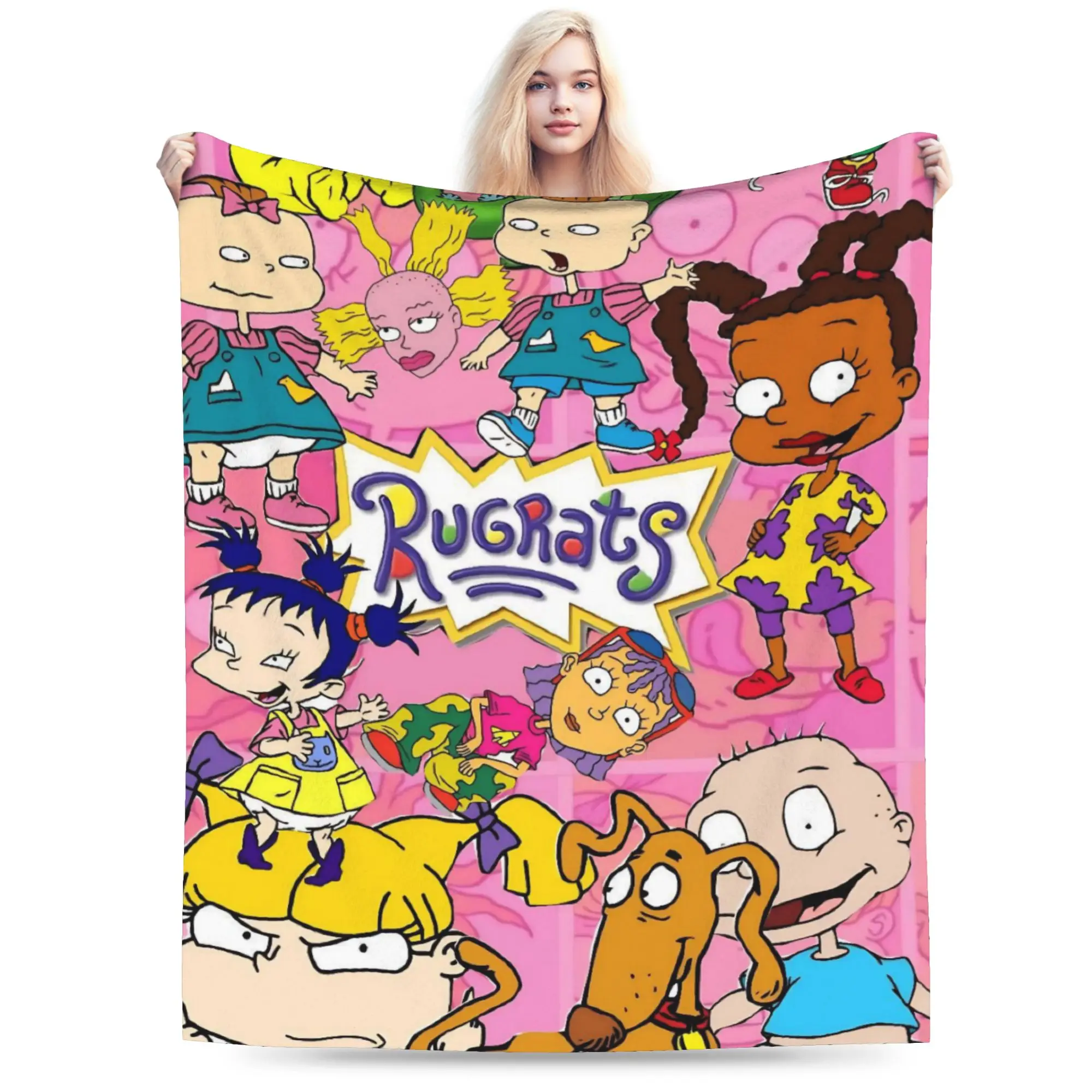 Super Soft Cartoon R-Rugrats Throw Blanket Premium Fleece Flannel Lightweight  Bed Blanket Cozy Plush Bedspread All Season Use