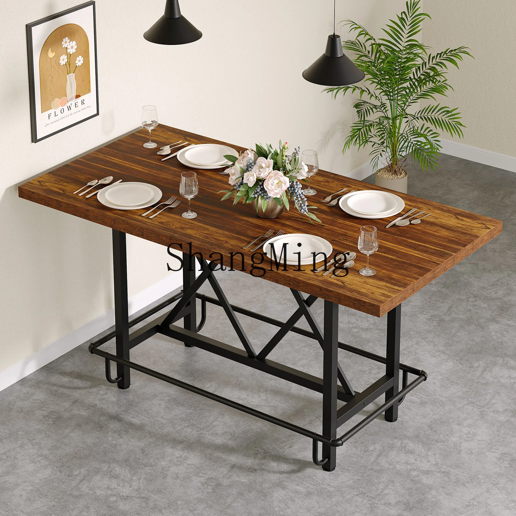 

Барный стол для дома в индустриальном стиле со встроенным винным шкафом, узкий стол для кафе, высокий коммерческий стол для бара/чайной.