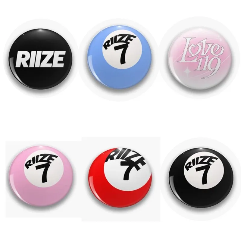 

6PCS RIIZES Cute Niche Glossy 58mm Metal Badge Pins Trendy Itabag Decor Brooches Lovely Ornament Collection Gifts