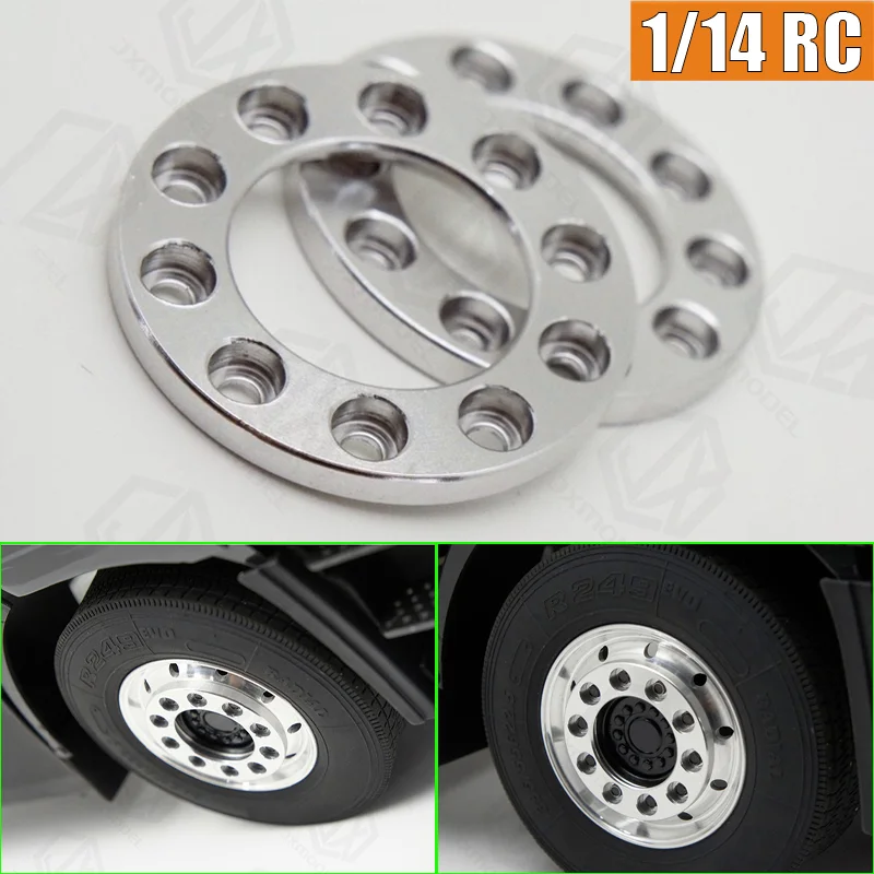 1:14th Scale JXmodel 2pcs Metal Simulation Hub Retainer for Tamiya RC Truck SCANIA 770S R620 VOLVO Arocs MAN TGX Car Accessories