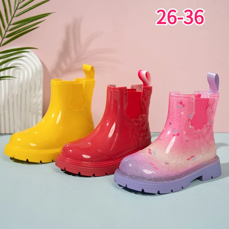 Kids Rain Boots Waterproof PVC Children Rubber Shoes Toddler Non Slip Water Boots All Season Girls Boys Footwear Women's Boots
