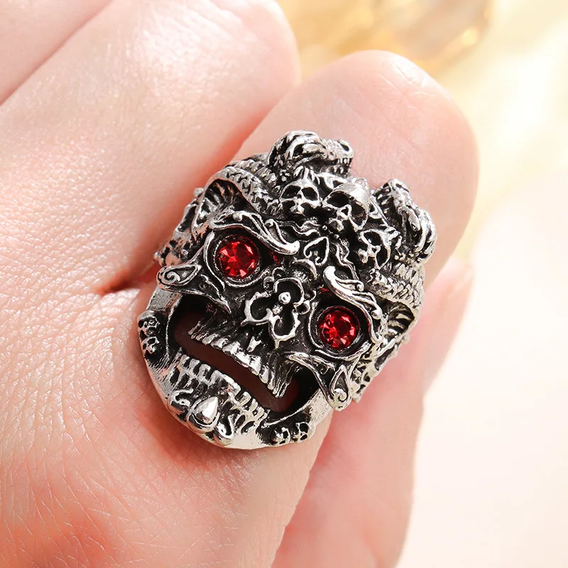 Hot sale rock gothic punk jewelry ring male personality domineering men's ring vintage distressed skull trendy ring