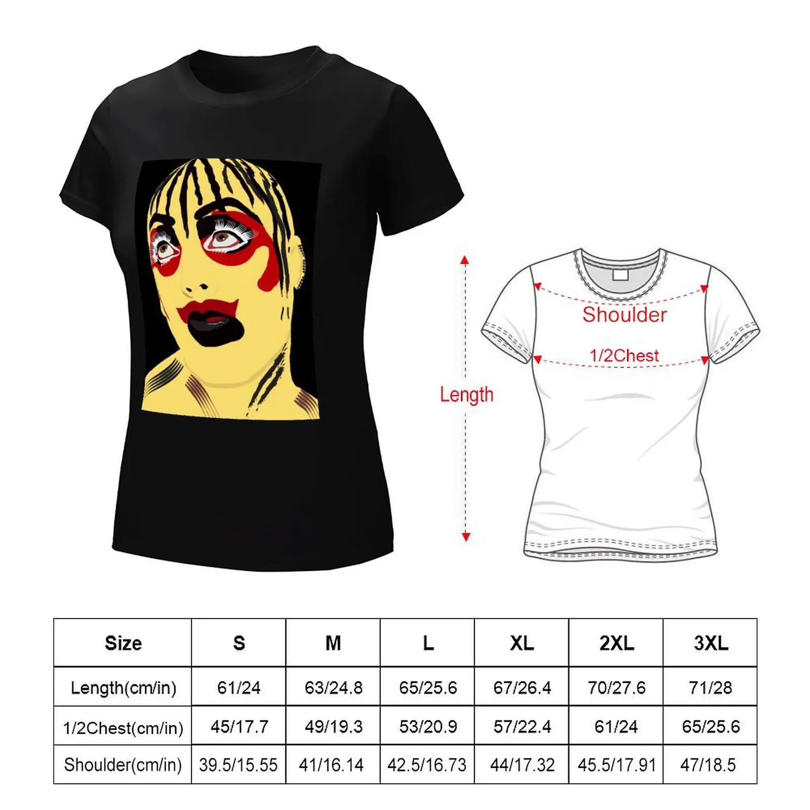 LEIGH BOWERY TABOO T-shirt preta para mulheres, roupas femininas, espaços em branco