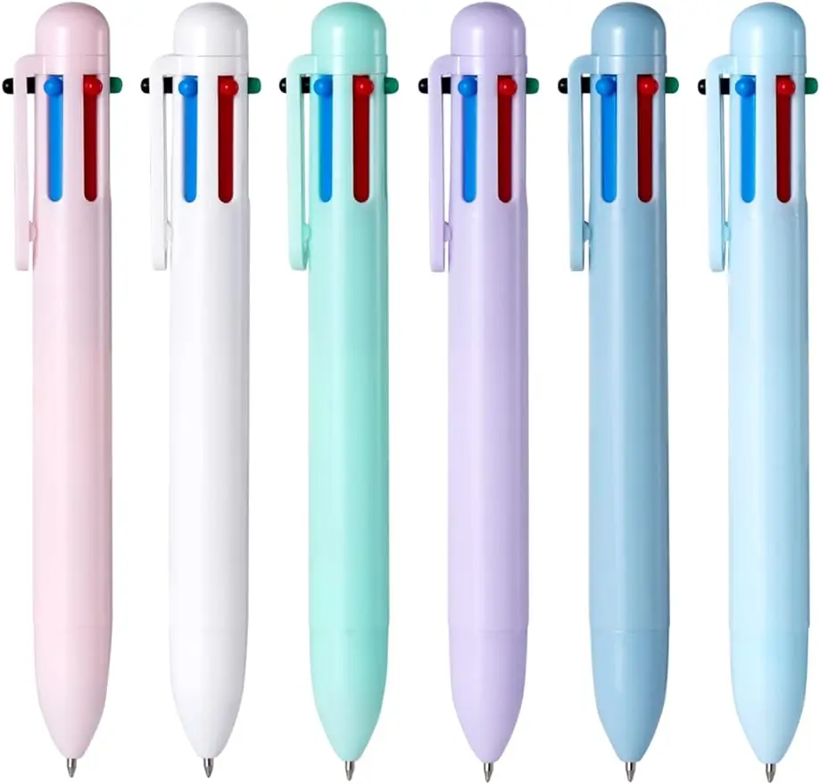 24 Pcs 0.5mm Multicolor Ballpoint Pen 6-Color Retractable Ballpoint Pens for Office School Supplies Students Children Gift