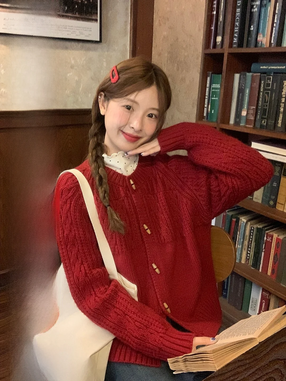 

Retro Twist Knit Sweater Cardigan Coat Winter New Year Women's Faion Korean Sle Loose Fit Long Sve round Ne Knittedwear