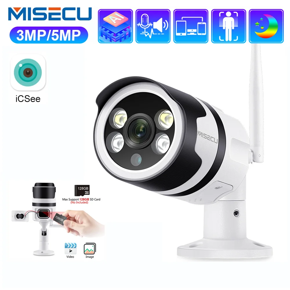 

MISECU HD 3MP 5MP Wireless IP Camera Outdoor Security AI Human Detection Smart Home Onvif CCTV Wifi Video Surveillance Camera