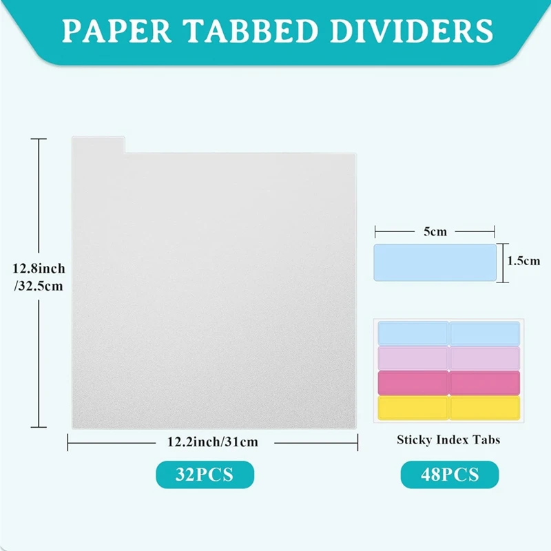 Plastic Scrapbook Paper Dividers Kit, Etiquetas e Scrapbook Divisores, Adequado para Dividindo 30.48x30.48cm, Cartão Stock, 32 PCs