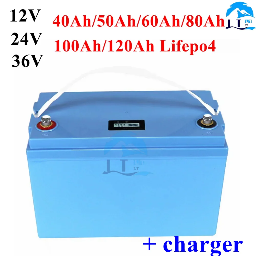 LT-Batterie Lifepo4 avec BMS, 12V, 24V, 36V, 40Ah, 50Ah, 60Ah, 80Ah, 100Ah, pour camping-car solaire, bateau Hurhome