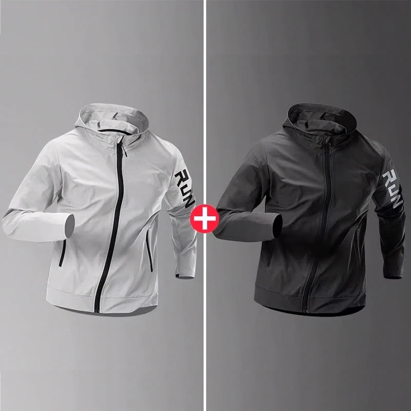 メンズ防風・防水ランニングジャケット：秋/春のスポーツ、トレーニング、サイクリングに最適