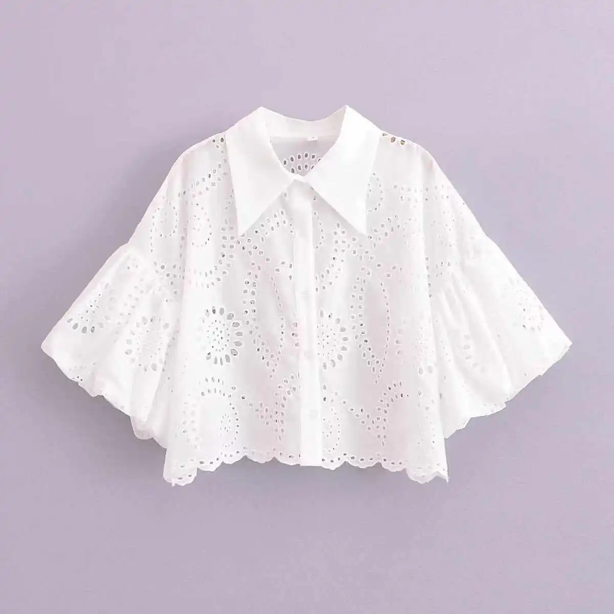

Women's White Embroidered ort irt Cotton Yoga Fitn Sportswear Seven-Quarter Sve Top with Chest Pad Autumn Winter