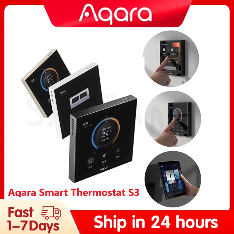 Aqara Pintar Termostat S3 Pendingin Udara Kontrol Suhu LCD Fan Coil Switch Pengendali Panel Kontrol Suara untuk Aplikasi Aqara