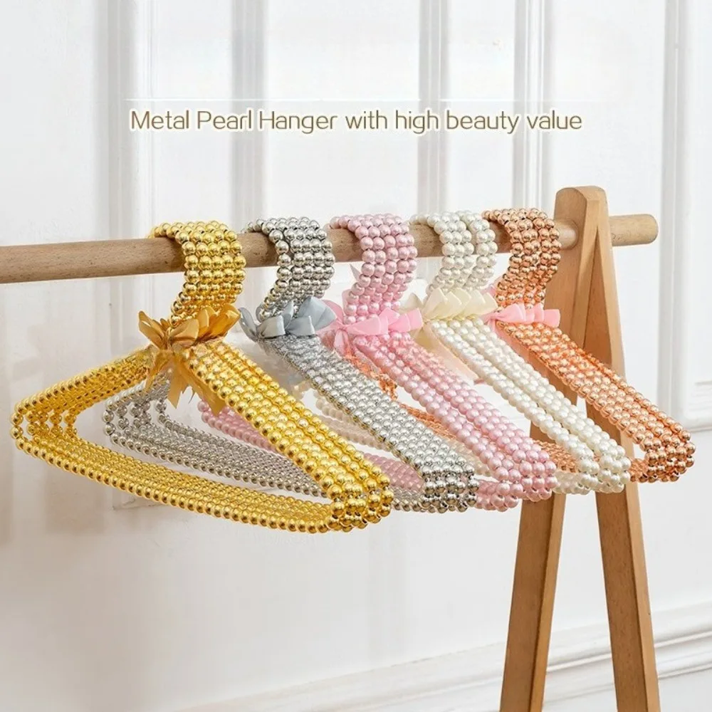 

Concepts Premium Heavy Duty Pearl Hangers with Pink Ribbon Trim for Wedding and Engagement Gowns Slim Design Used Suits Shirts