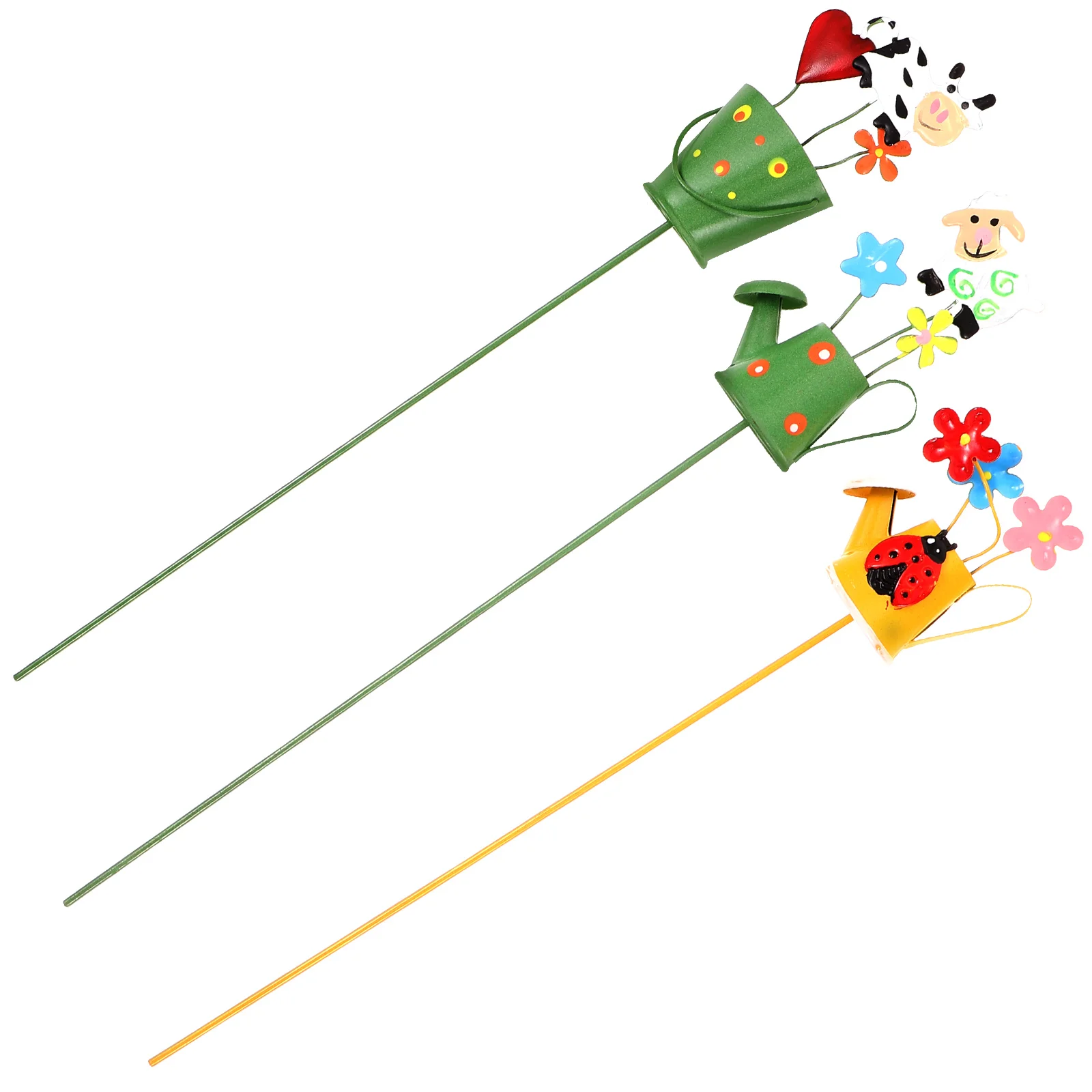 

3 Pcs Metal Potted Decoration Garden Stakes Spring Decorative Yard Decorations Insert Card for Outdoor Iron