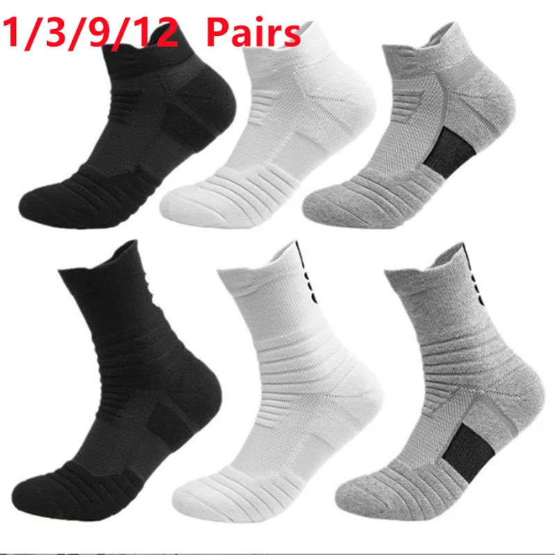 Men's Cycling Sport Socks Basketball Running Compression Ankle Sock men Black White Anti-slip Bicycle Mtb Cycling Sock 1-20 Pair