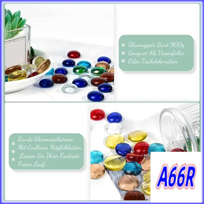 

RR-Mini Glass Gems, Mixed Colour Mancala Stones Flat Bottom Marble Beads For Home Decorative Art Craft Vase Filler Easy To Use