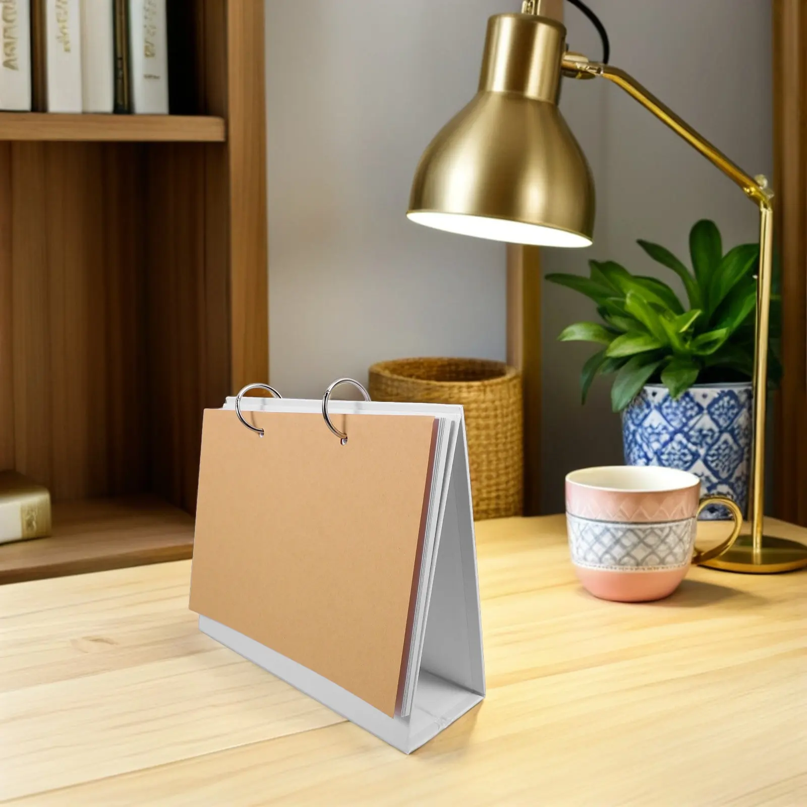 

5Sets Reusable Blank Desk Calendar Loose-Leaf Refillable Metal Ring Binding Desktop Planner for Office Home Decoration Creative