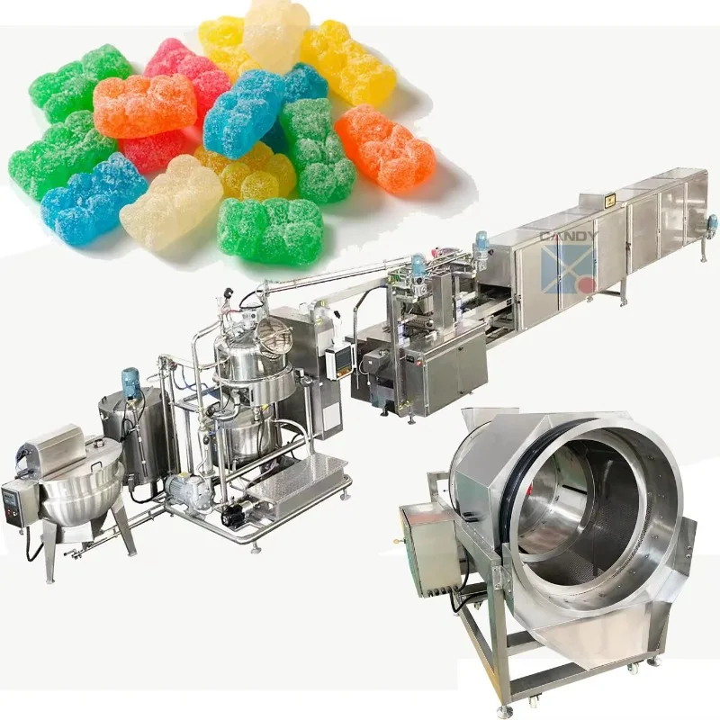 Continuous Automatic Sugar Coating Oil Coating Machine for Jelly Candy Gummy Sanding Machine