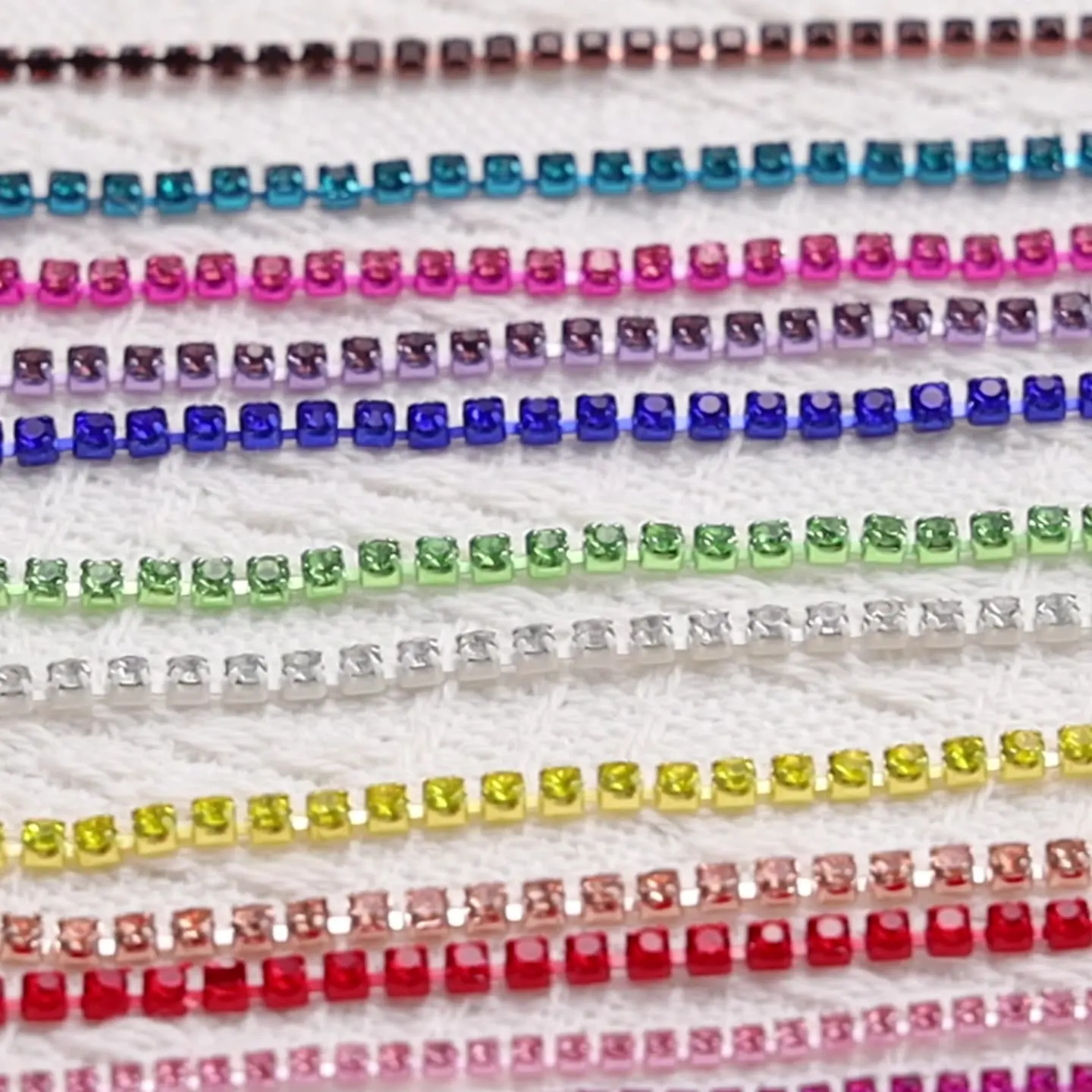 Three Rows 9mm Weidth Crystal AB Dense Rhinestone Cup Chain Claw Strass Rhinestone Chain Trim