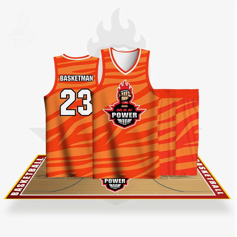 BASKETMAN Basketball Sets For Men Slick Screen Printed Team Name Number Logo Printed Jerseys Shorts Uniforms Training Tracksuits