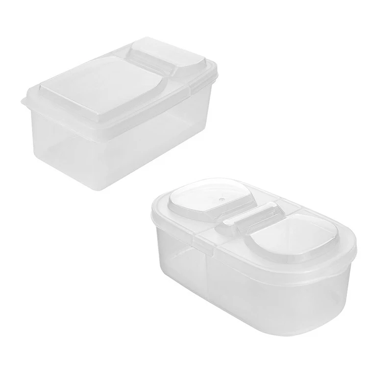 Plain Double Compartment With Lid Food Fruit Sealing Jar Multifunctional Kitchen Refrigerator Plastic Storage Box Storage Tool