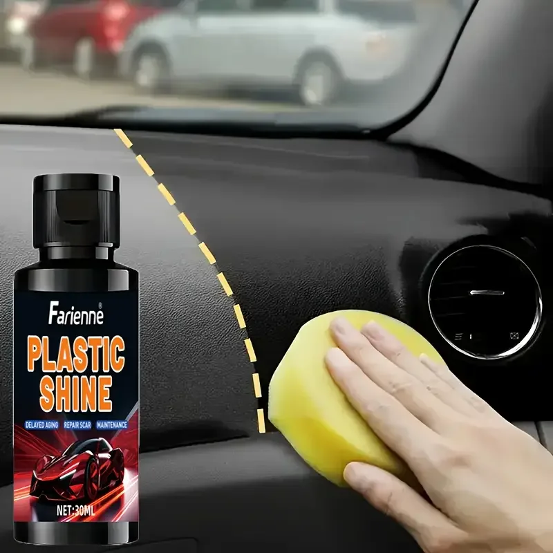 شمع تجديد البلاستيك - مرمم لمعان لوحة القيادة السوداء، يمنع التكسير والبهتان، العناية بالمقعد الجلدي والأريكة، محسن لمعان الإطارات