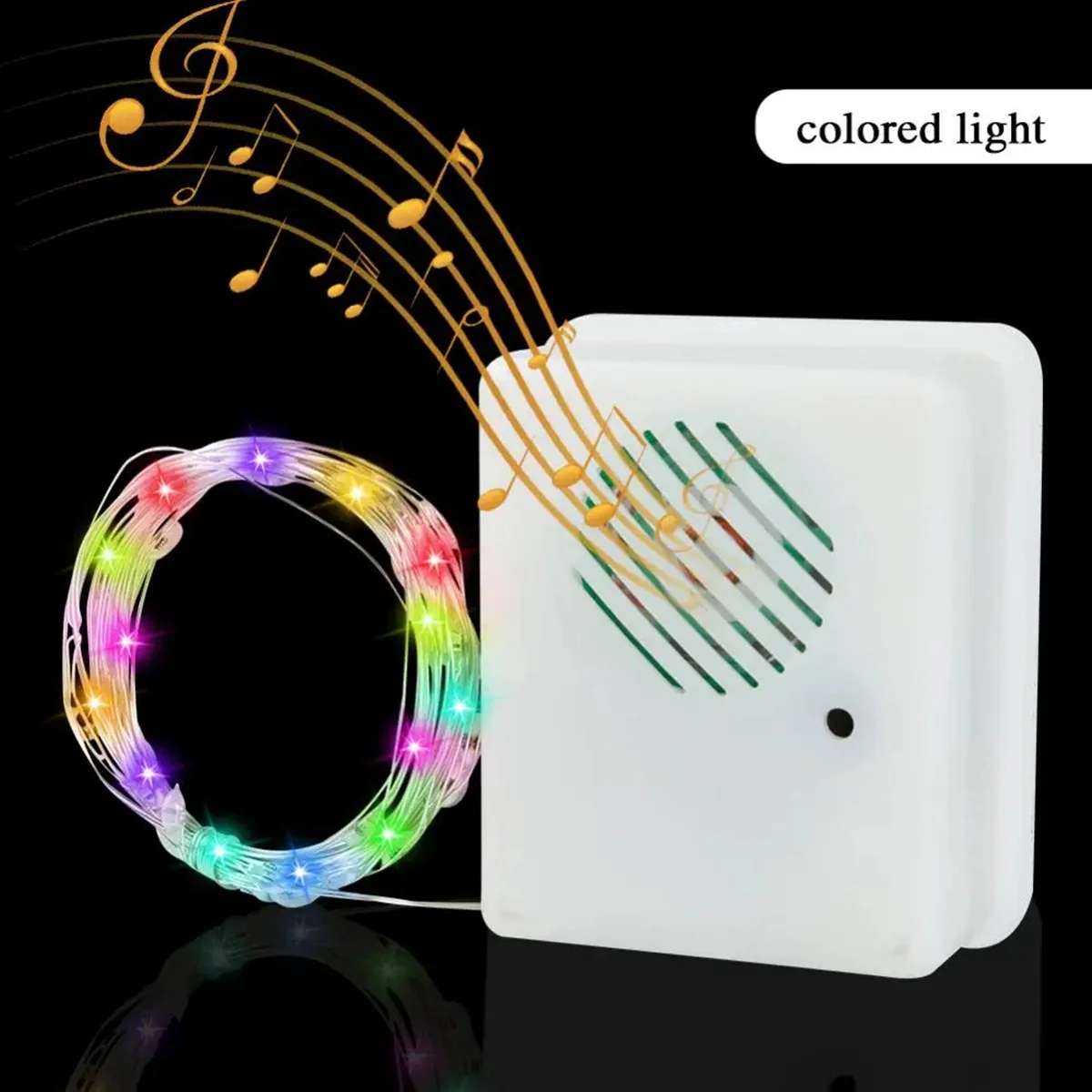 Sensor suara Natal DIY, pengeras suara musik dekorasi dengan tali LED warna-warni untuk pesta pohon Natal