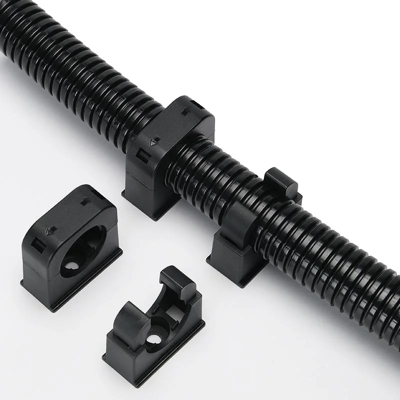 

5pcs Ø21.2-34.5mm Corrugated Tube Holder & Cable Organizer - Plastic Mounting Bracket w/Double Struts Pipe Clamp Clips