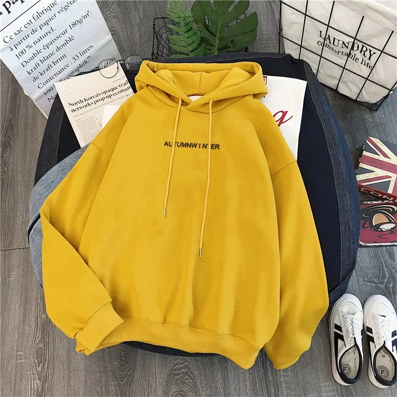 2024 Spring New Plush Thickened Hoodies Women Pullover Versatile Korean Long Sleeved Sweatshirts Women Hoodies Winter Y2k