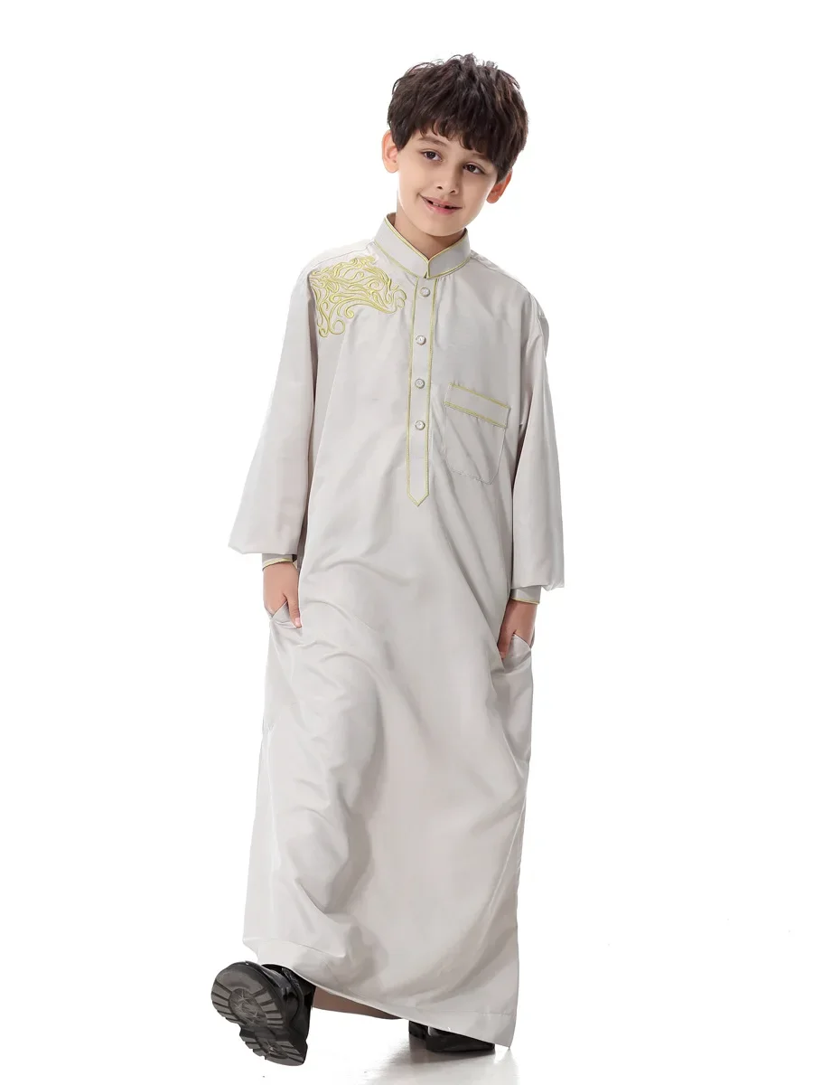 Muslim Kids Jubba Long Dress Child Boys Saudi Arabic Islamic Thobe Robe Tops Kaftan Arab Clothing Party Abaya Kaftan Jubba Thobe