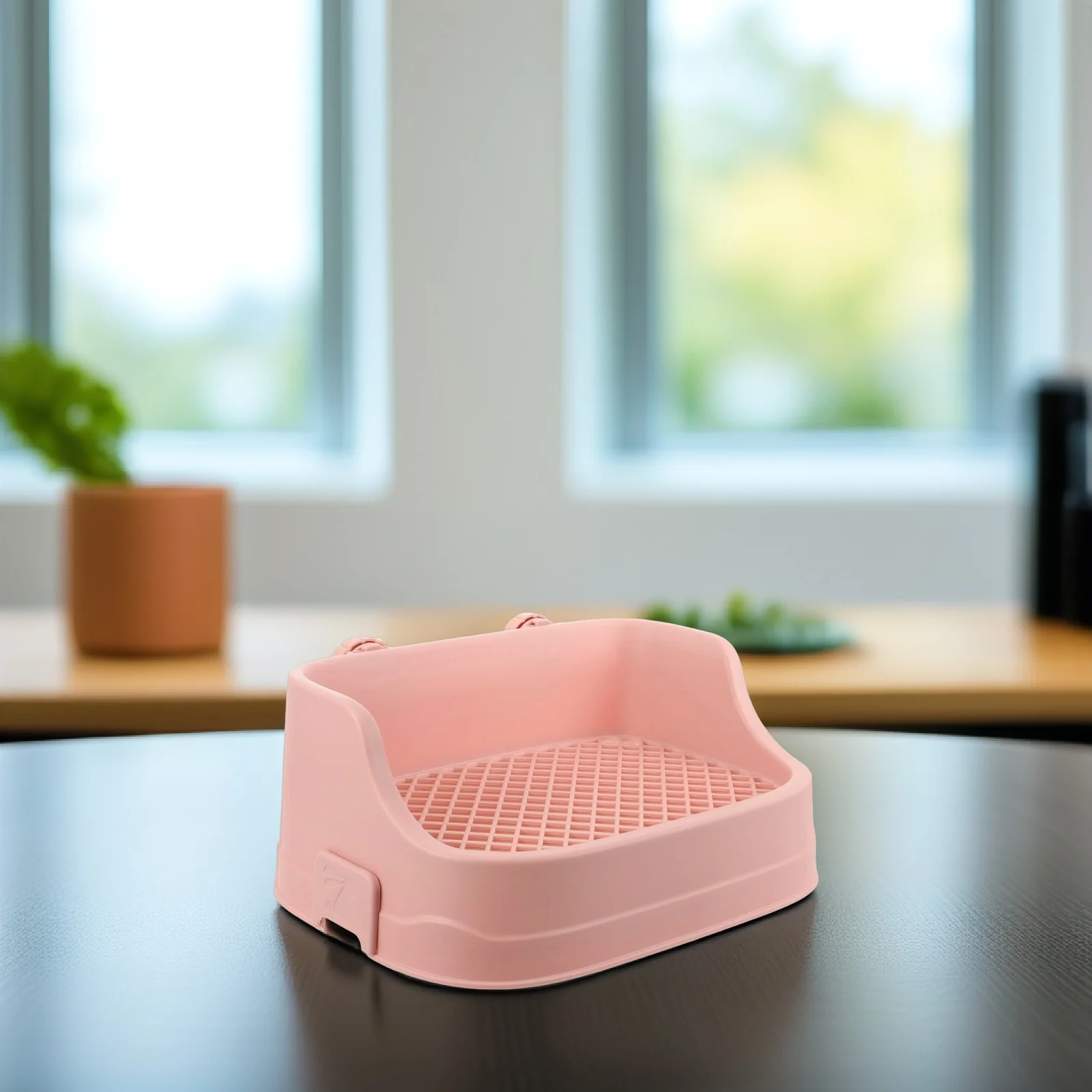 

Pet Potty Square Pink Guinea Pig Litter Tray Small Animal Toilet Durable AntiLeak Rabbit Corner Hamster Potty Training