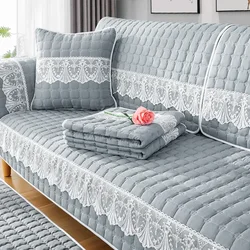 Autumn Winter Plush Sofa Covers Soft Peony Couch Cover Sofa Towel Sofa Cushion Continental Solid Color Daybed Towel Seat Cover