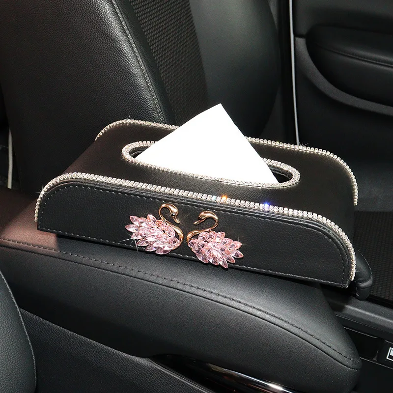 

Car tissue box pumping diamond-encrusted crystal swan seat car pumping carton decorative supplies