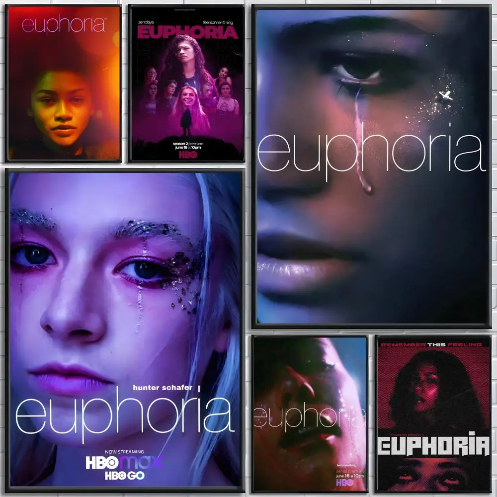 Affiche de la série télévisée Euphoria S3, affiche artistique auto-adhésive, peinture décorative, art mural, papier Kraft blanc, décoration de la maison