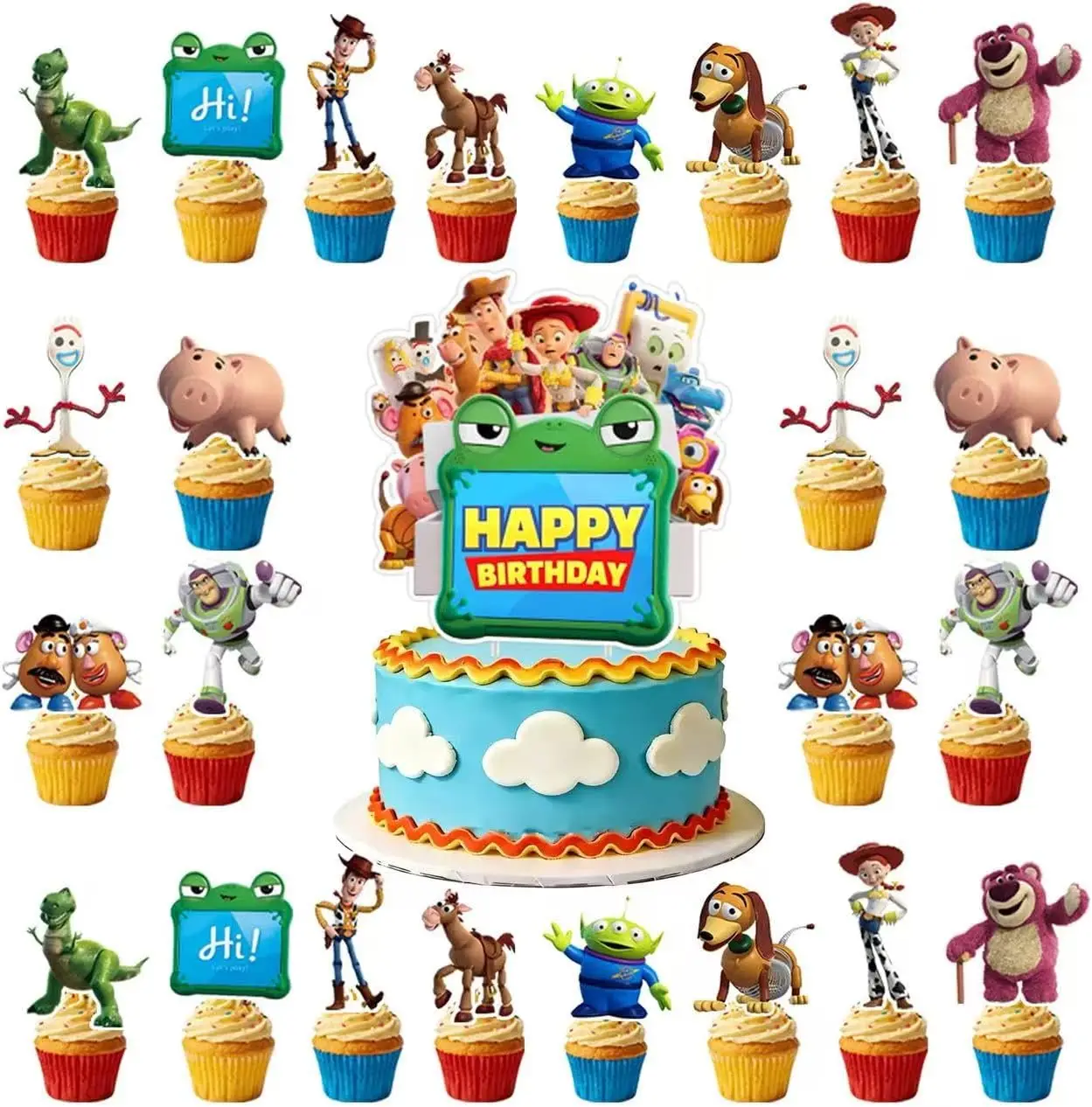 Set de Adornos para Pastel de Cumpleaños de Toy Story, Decoraciones para Pastel con Temática de Toy Story para Fiestas de Cumpleaños