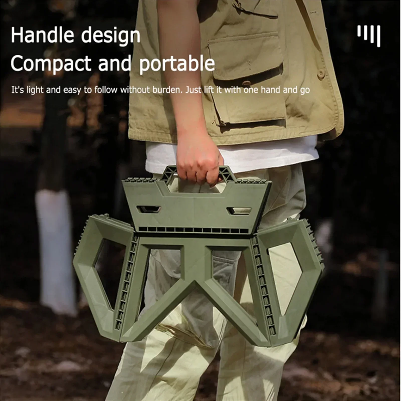 Camping Folding Stool, Thick Plastic Hand-held Low Stool Mazza, Camping Chair, Outdoor Convenience Carrying A Fishing Stool