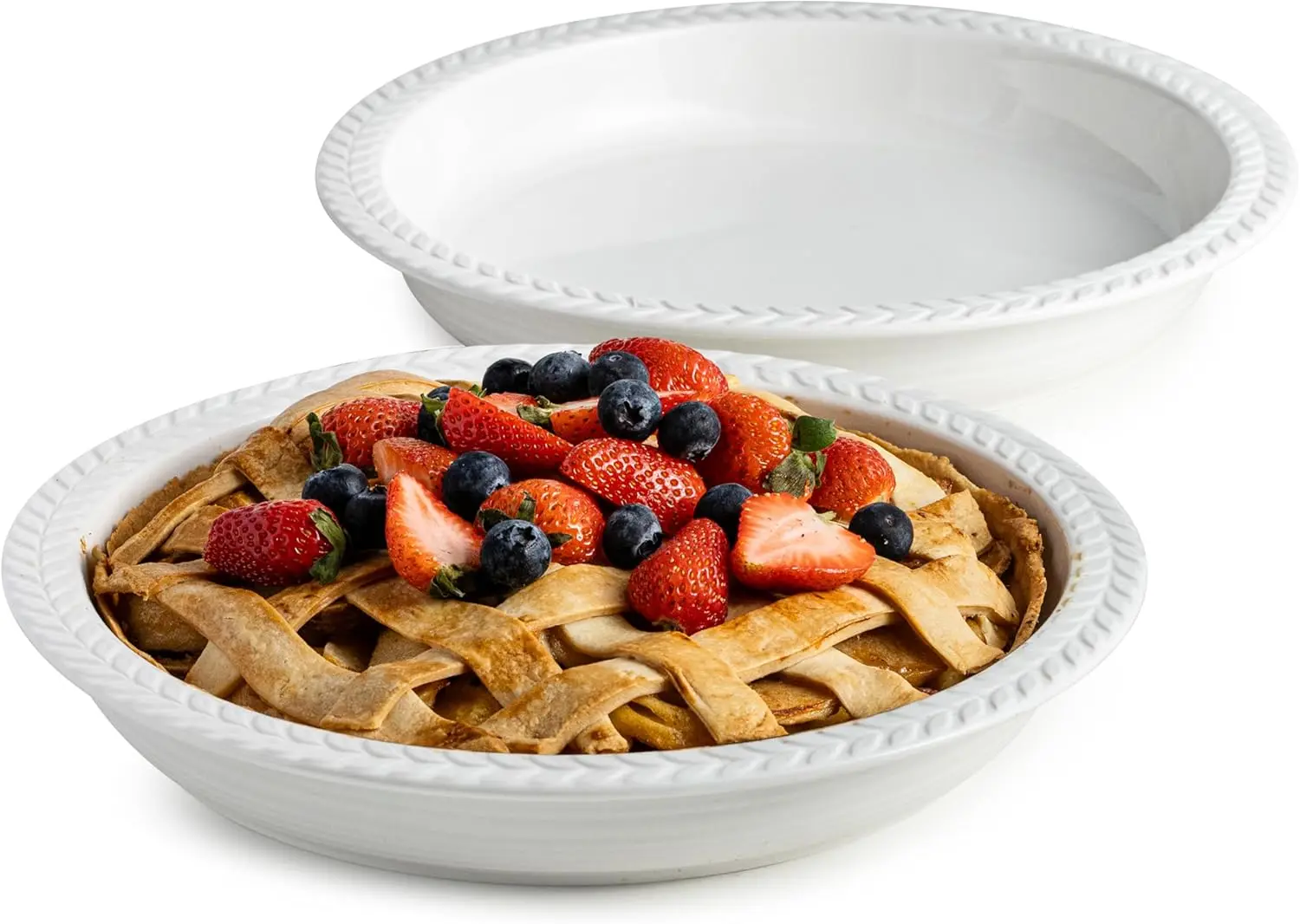 

Ceramic Pie Pan Set of 2, 11 inch Round Baking Dish, Porcelain Pie Plate, Non-Stick, Oven