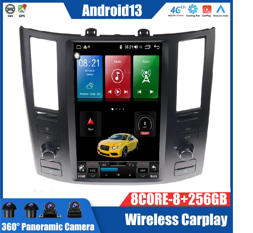 

NEW Android13 2 Din Tesla Car Radio Gps For Infiniti FX FX35 FX45 Video Central Multimedia DVD Automotivo Players 2007-2009