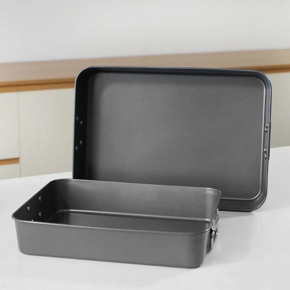 Easy To Clean Rectangular Chicken Roasting Pan Nonstick with Handle Deepened Baking Pan Carbon Steel Thickened Cake Pan Oven